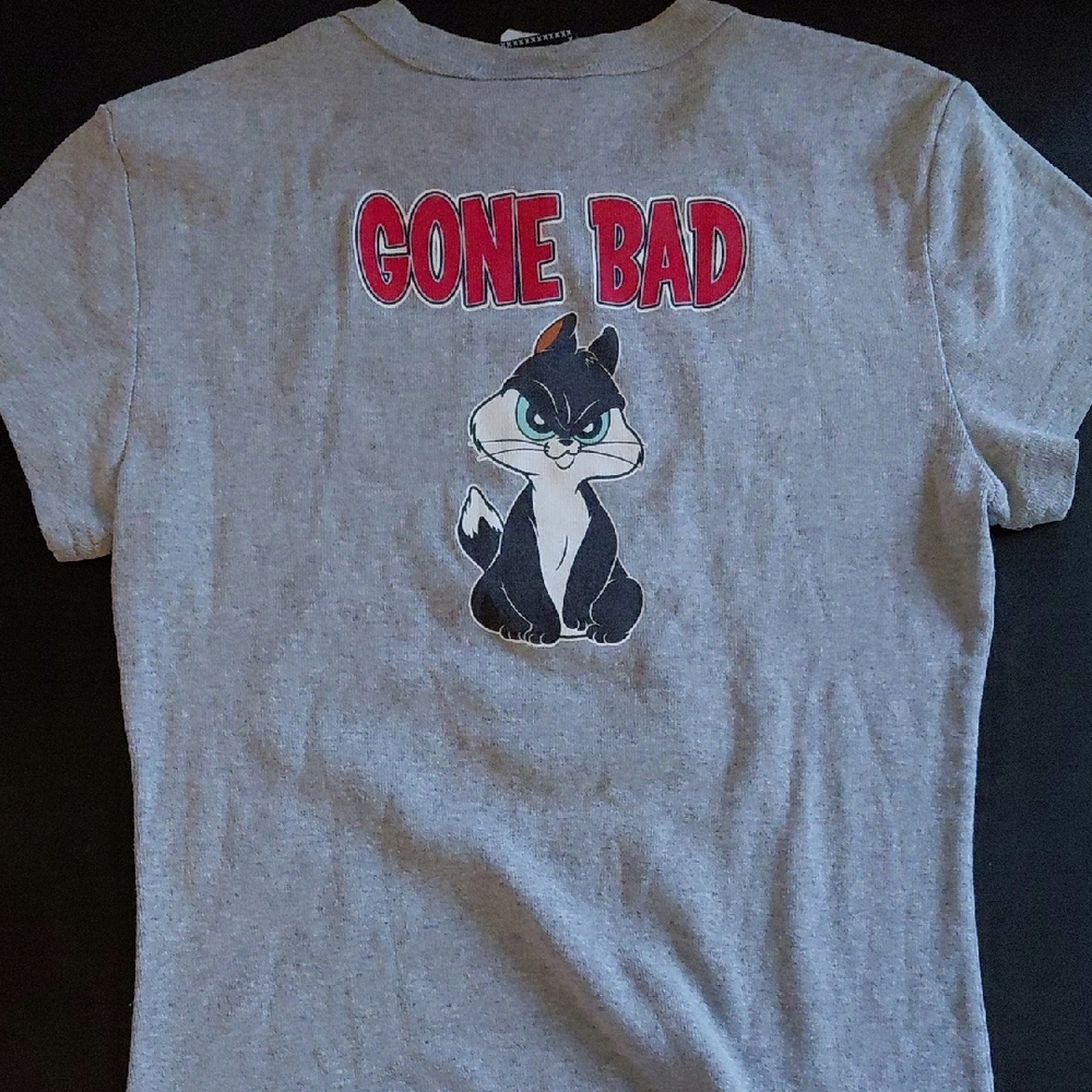 Vintage 90s Classic Warner Brothers Gray 'Good Kitty' Short Sleeve Tee Size S - Picture 3 of 4